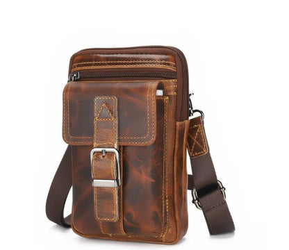 Men's Genuine Leather Handbag Phone Bag Retro Belt Holder Hanging