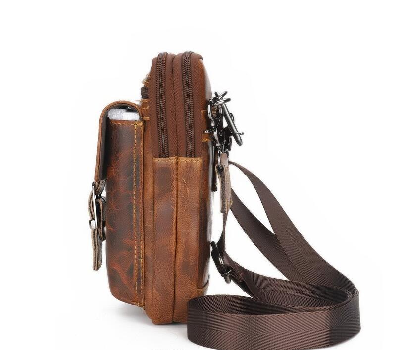 Men's Genuine Leather Handbag Phone Bag Retro Belt Holder Hanging