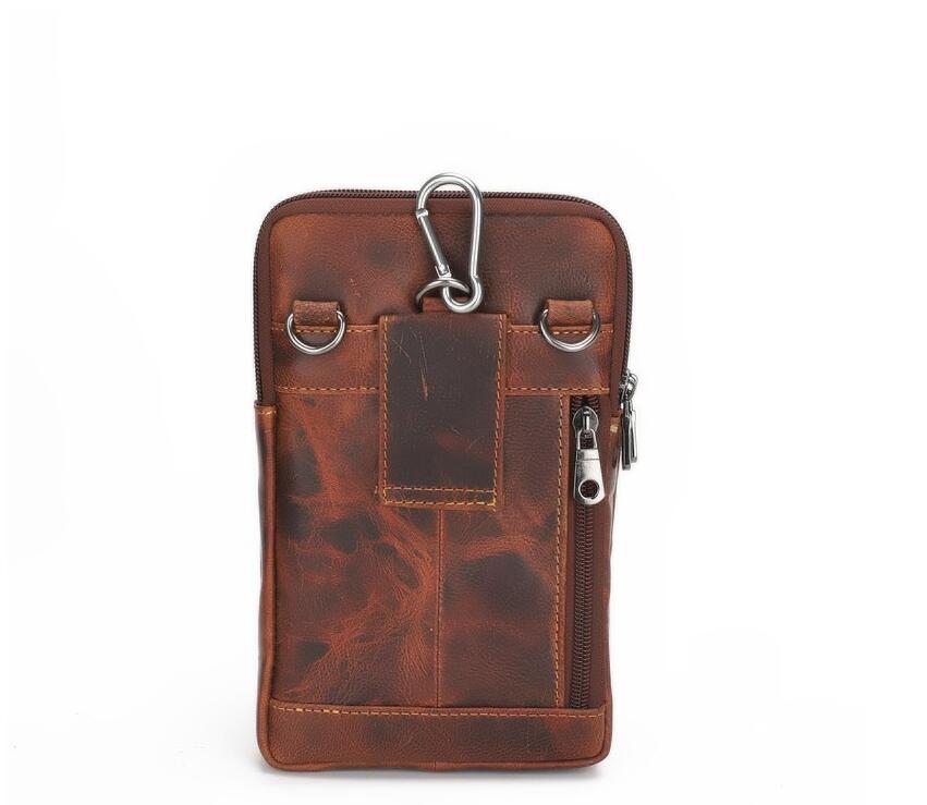 Men's Genuine Leather Handbag Phone Bag Retro Belt Holder Hanging