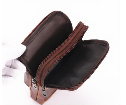 Men's Genuine Leather Handbag Phone Bag Retro Belt Holder Hanging