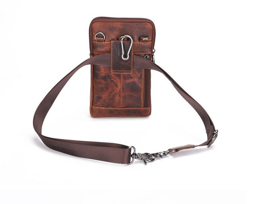 Men's Geuine Leather Handbag Phone Bag Retro Waist Belt Clip Hanging Multi-functional