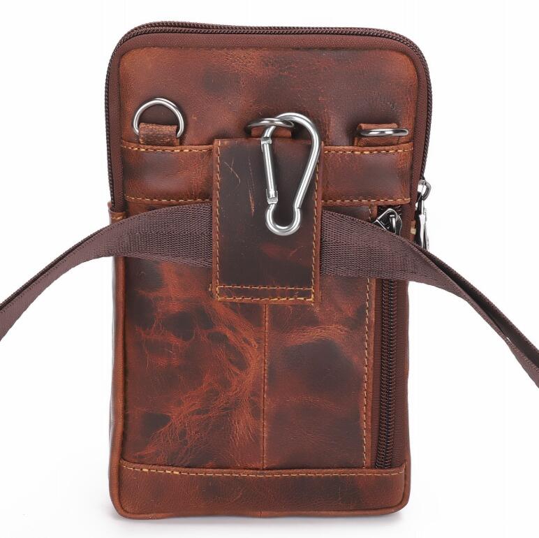 Men's Geuine Leather Handbag Phone Bag Retro Waist Belt Clip Hanging Multi-functional