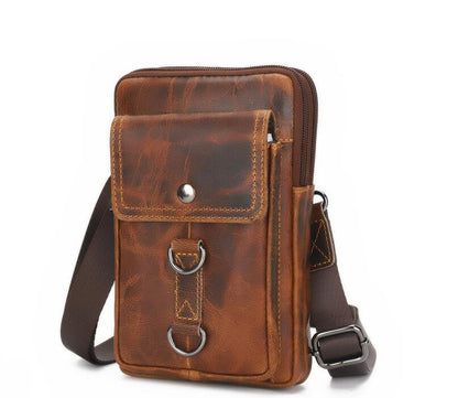 Men's Geuine Leather Handbag Phone Bag Retro Waist Belt Clip Hanging Multi-functional