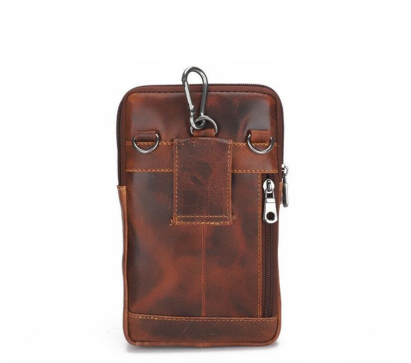 Men's Geuine Leather Handbag Phone Bag Retro Waist Belt Clip Hanging Multi-functional