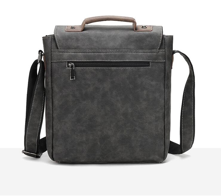 Men's PU Leather Messenger Bag Tablet Vertical Commuting Large Capacity Diagonal Span