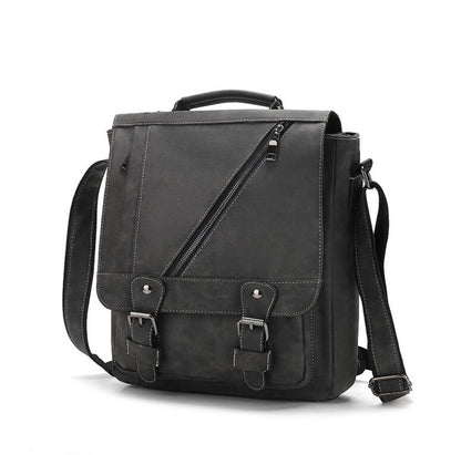 Men's PU Leather Messenger Bag Tablet Vertical Commuting Large Capacity Diagonal Span