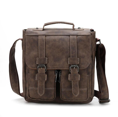 Men's PU Leather Messenger Bag Tablet Cross-body Retro Casual Oblique Span