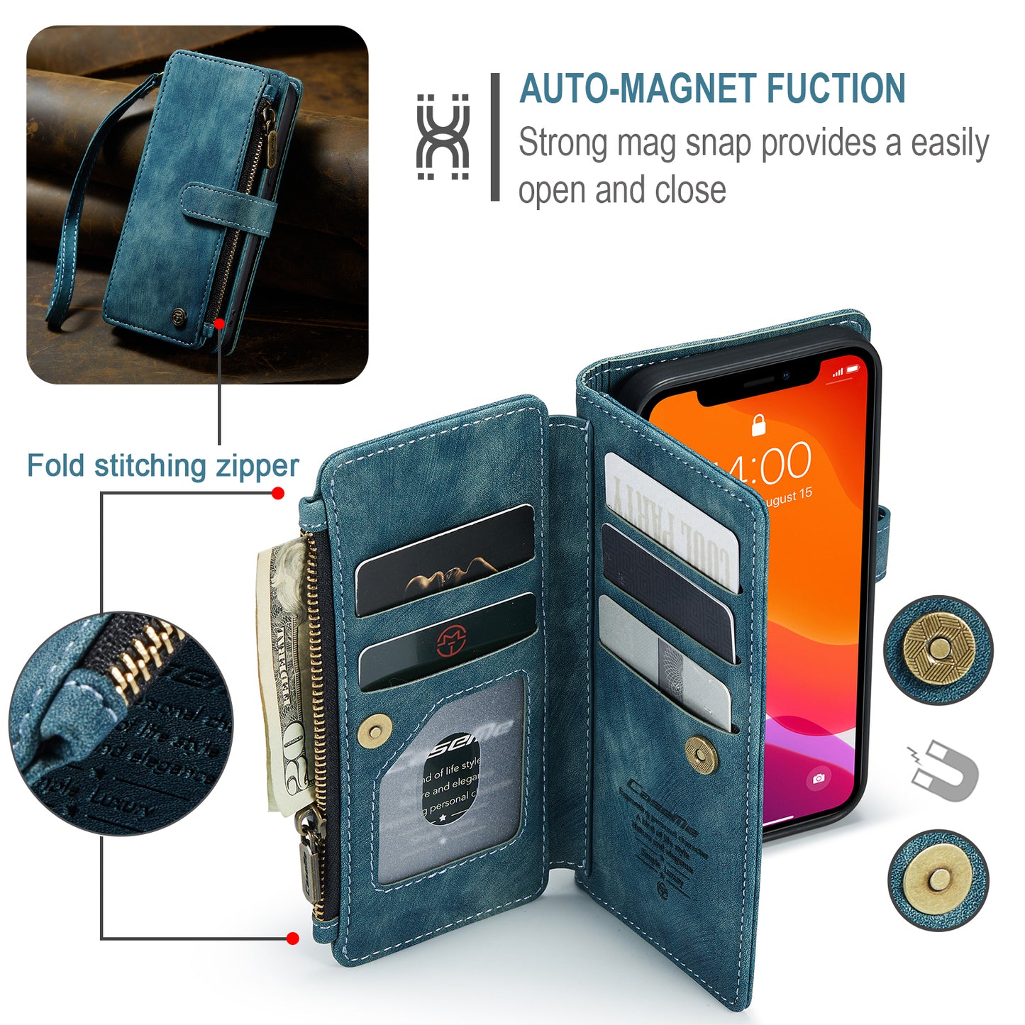 Multi-card Hand Strap Apple iPhone 12 Pro Case Double Fold Stand