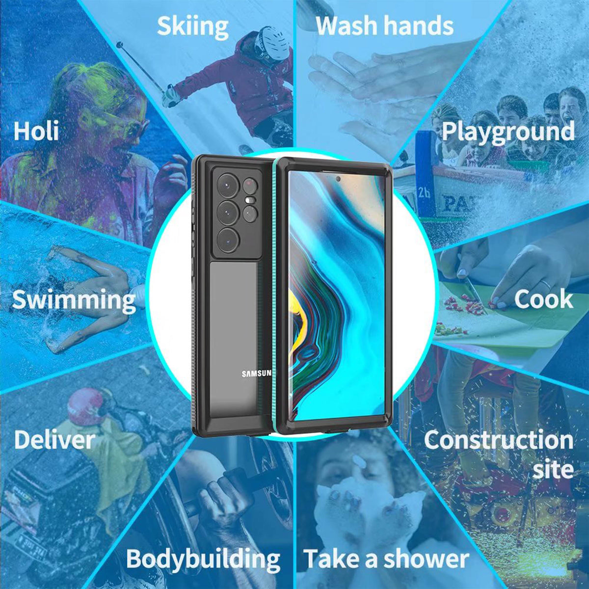 Ultramarine Technology with 360 Full-Body Waterproof Phone Case | Military-Grade Shockproof