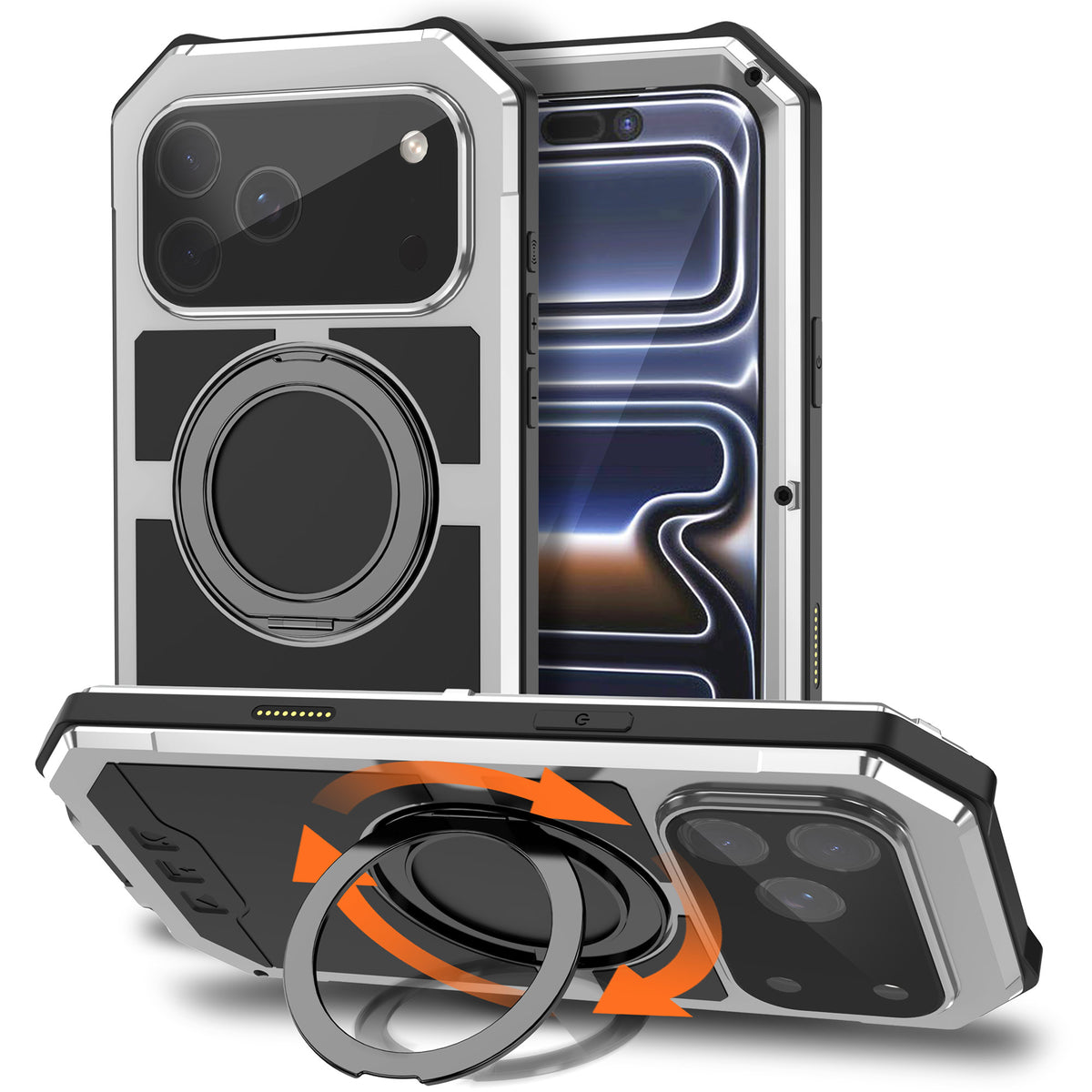 Ultramarine Technology 360° Ring Stand Armor Phone Case with Strong Magnetic Lock