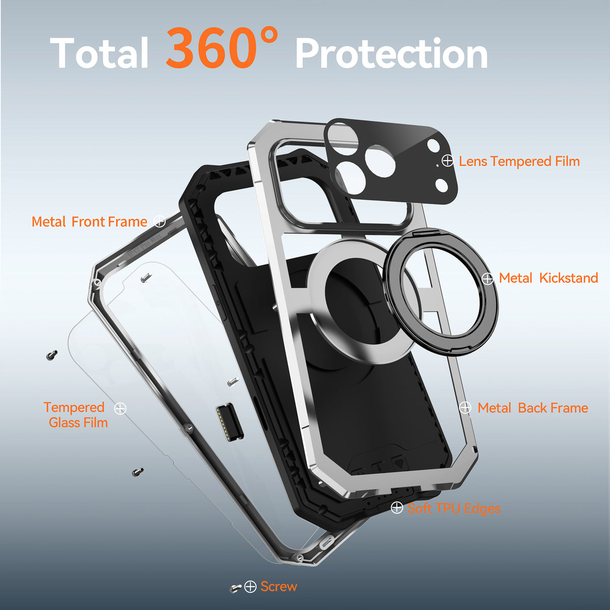 Ultramarine Technology 360° Ring Stand Armor Phone Case with Strong Magnetic Lock
