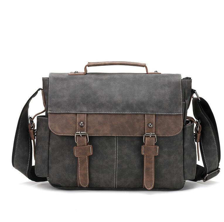 Men's PU Leather Messenger Bag Tablet Trend Retro Casual Simple Large Capacity