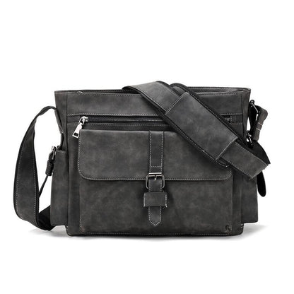 Men's Leather Messenger Bag Tablet Trend Retro Large Capacity Anti-splash Commuting Students