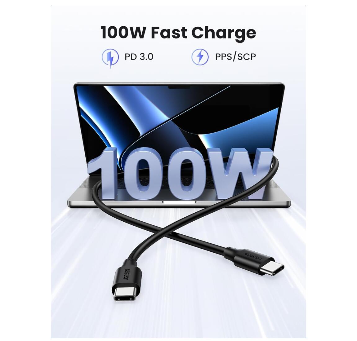 [3 Pack] 100W Fast Charging Type-C Cable USB-C to USB-C