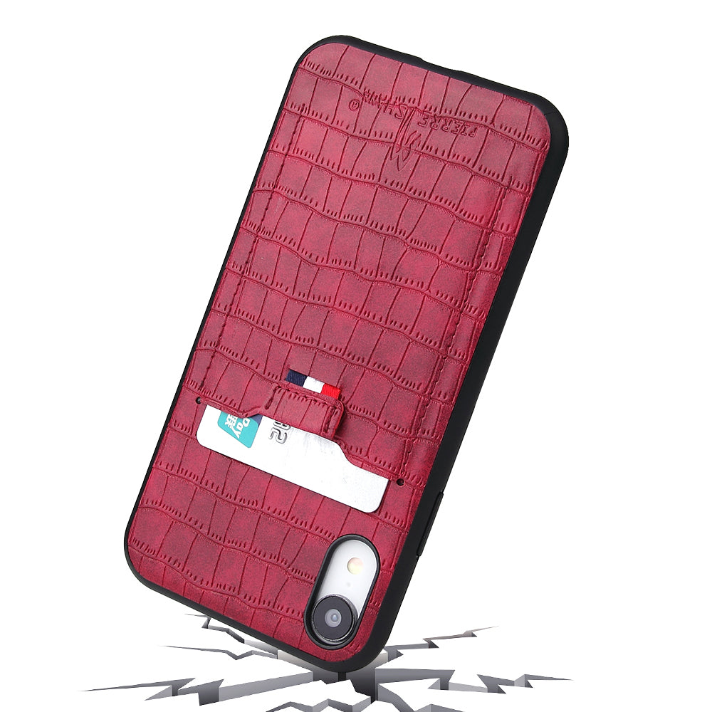 Crocodile Leather iPhone XR Case Business Card Holder Deluxe