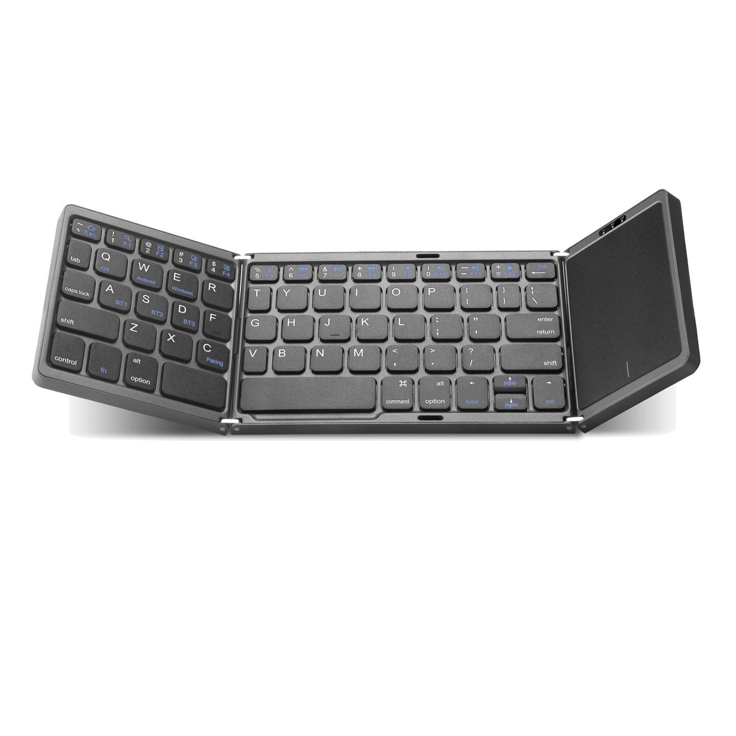 Portable Wireless Bluetooth Keyboard Touchpad 3-foldable Stand Deluxe