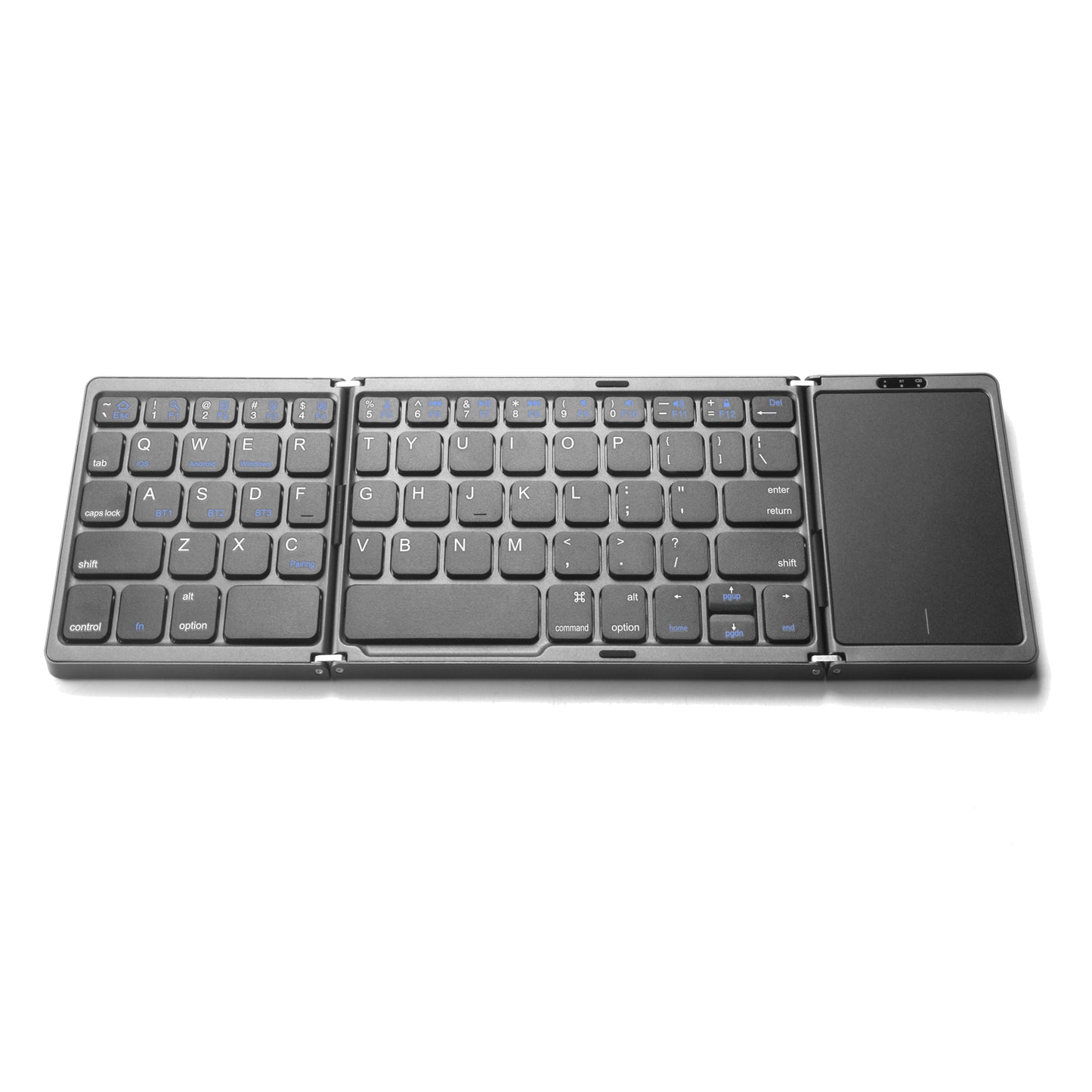 Portable Wireless Bluetooth Keyboard Touchpad 3-foldable Stand Deluxe