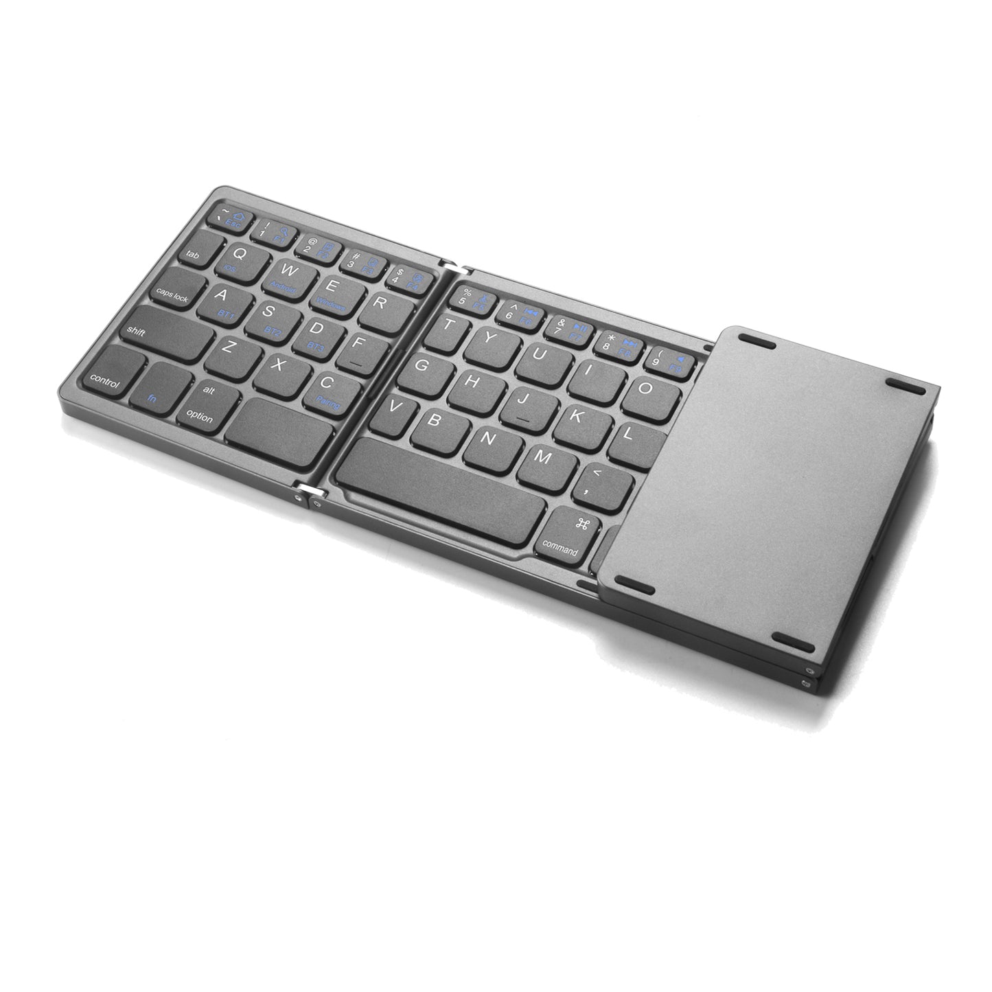 Portable Wireless Bluetooth Keyboard Touchpad 3-foldable Stand Deluxe