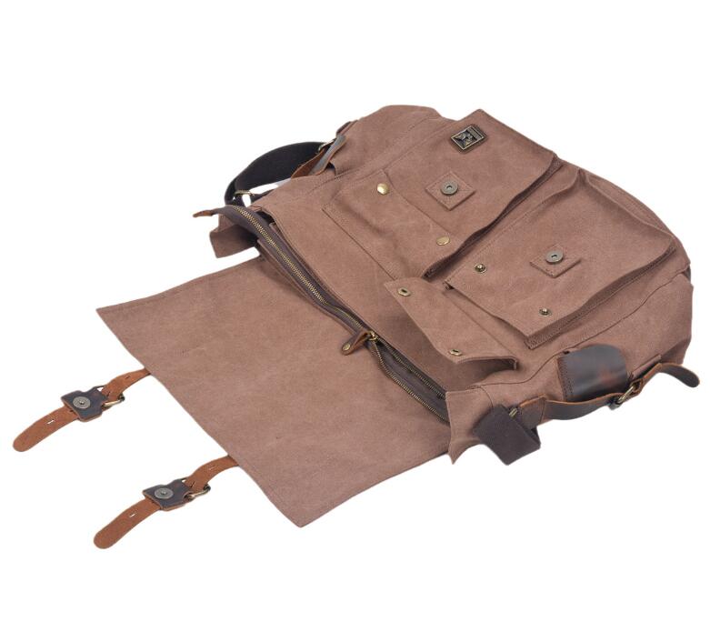 Men's Canvas Messenger Bag Tablet Leisure Large Capacity Travel Compartment Pockets