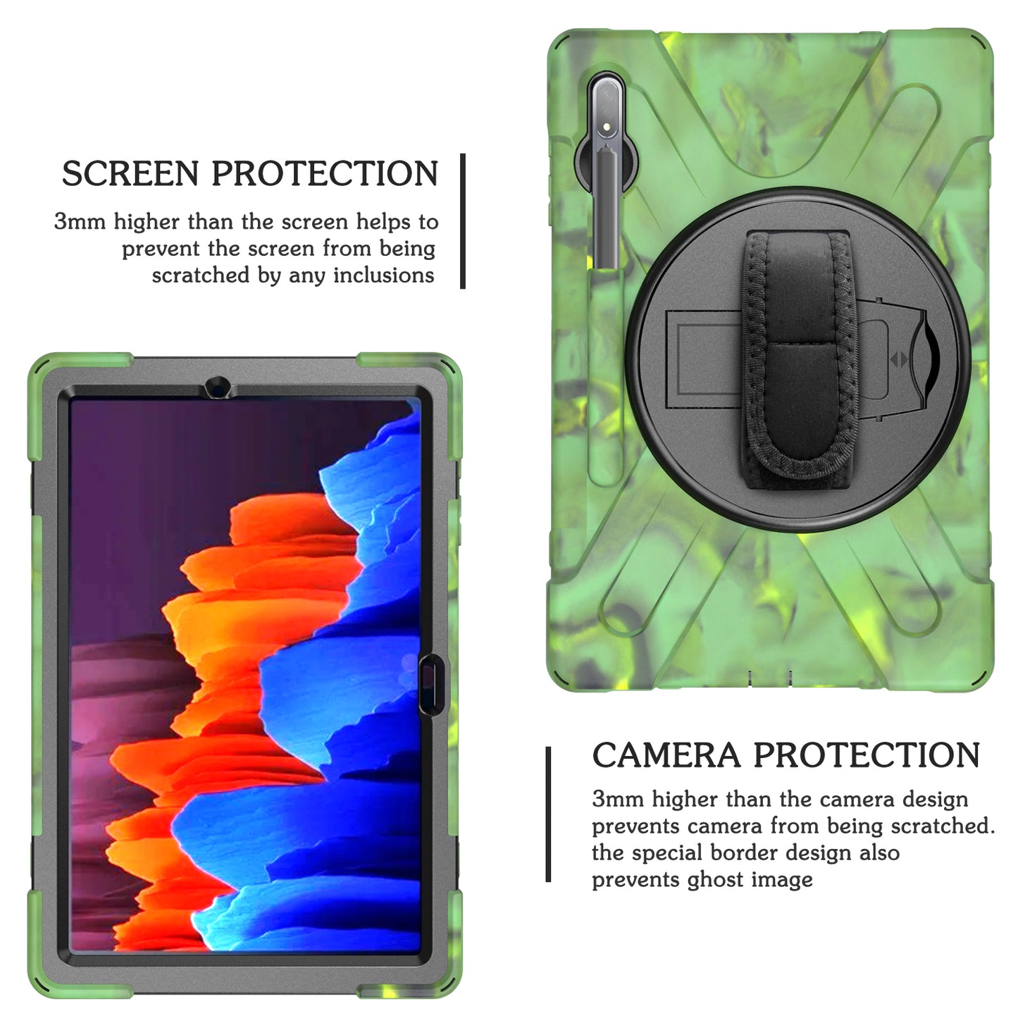 Pirate King Galaxy Tab S8+ Case 360 Rotating Stand Hand Shoulder