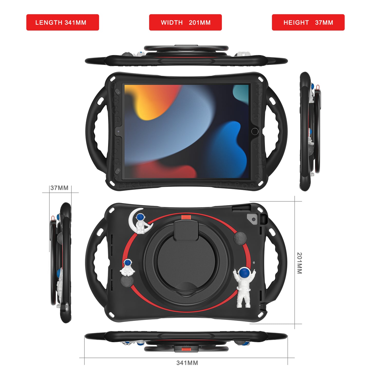 Astronaut Apple iPad 8 Case Rotating Handle Grip