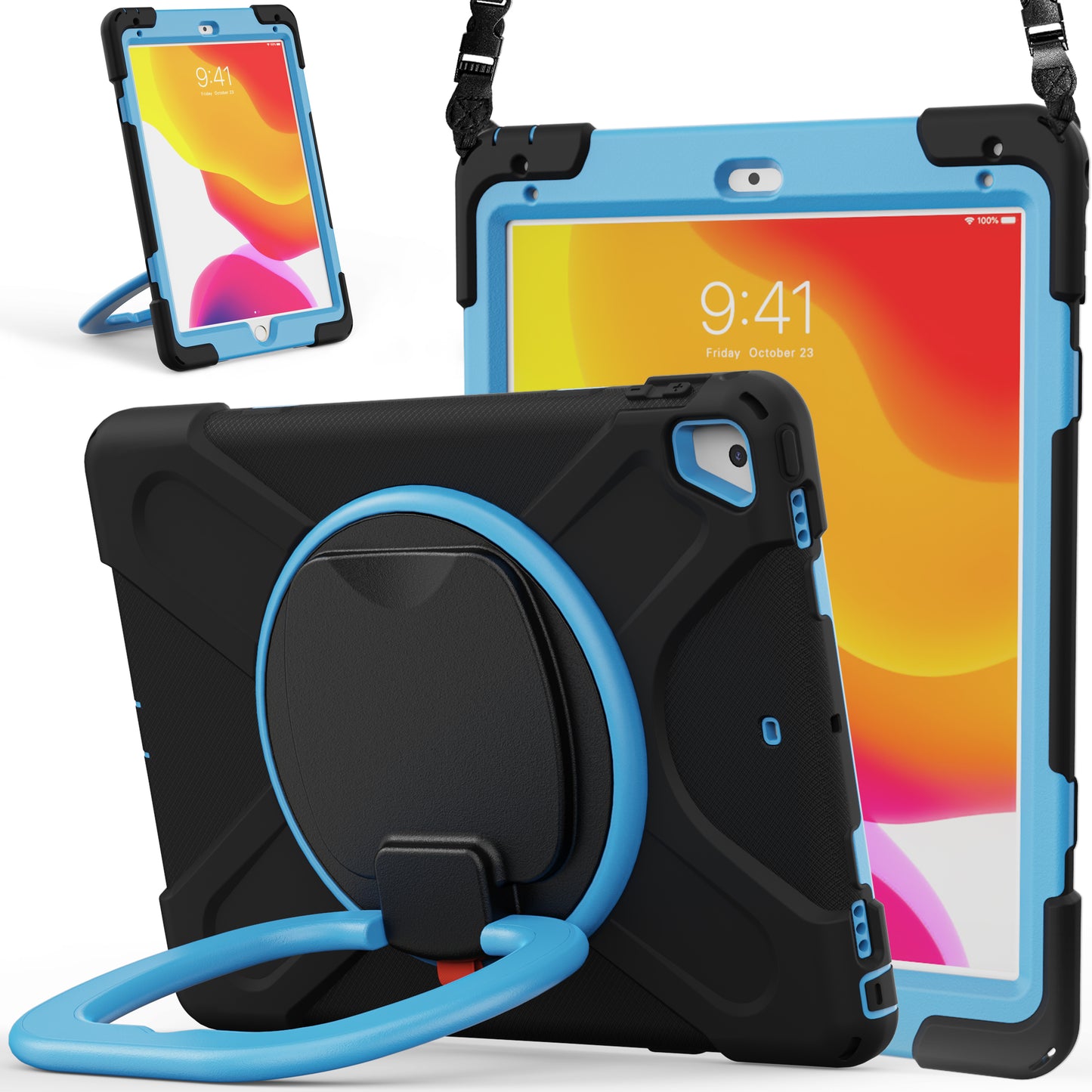 Pirate Box Apple iPad 6 Case Hook Stand Rotating Hand Shoulder Strap