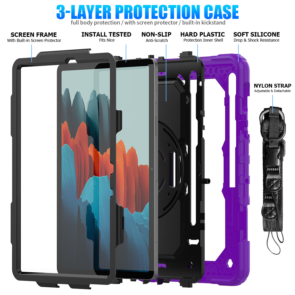 Tough Strap Built-in Screen Protector Galaxy Tab S7 Case Multi-functional