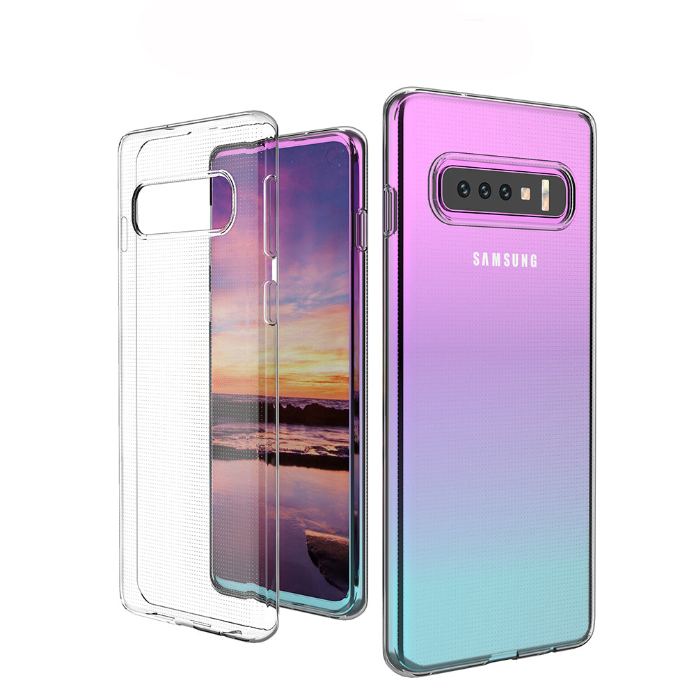 [2 Pack] Dot Clear Rubber Soft TPU Samsung Galaxy S10 Case Back Gel