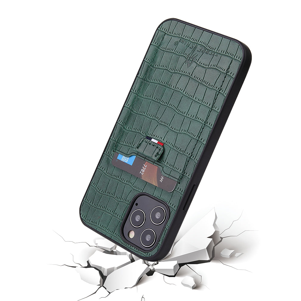 Crocodile Leather iPhone 12 Pro Case Business Card Holder Deluxe