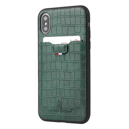 Crocodile Leather iPhone X Xs Case Business Card Holder Deluxe