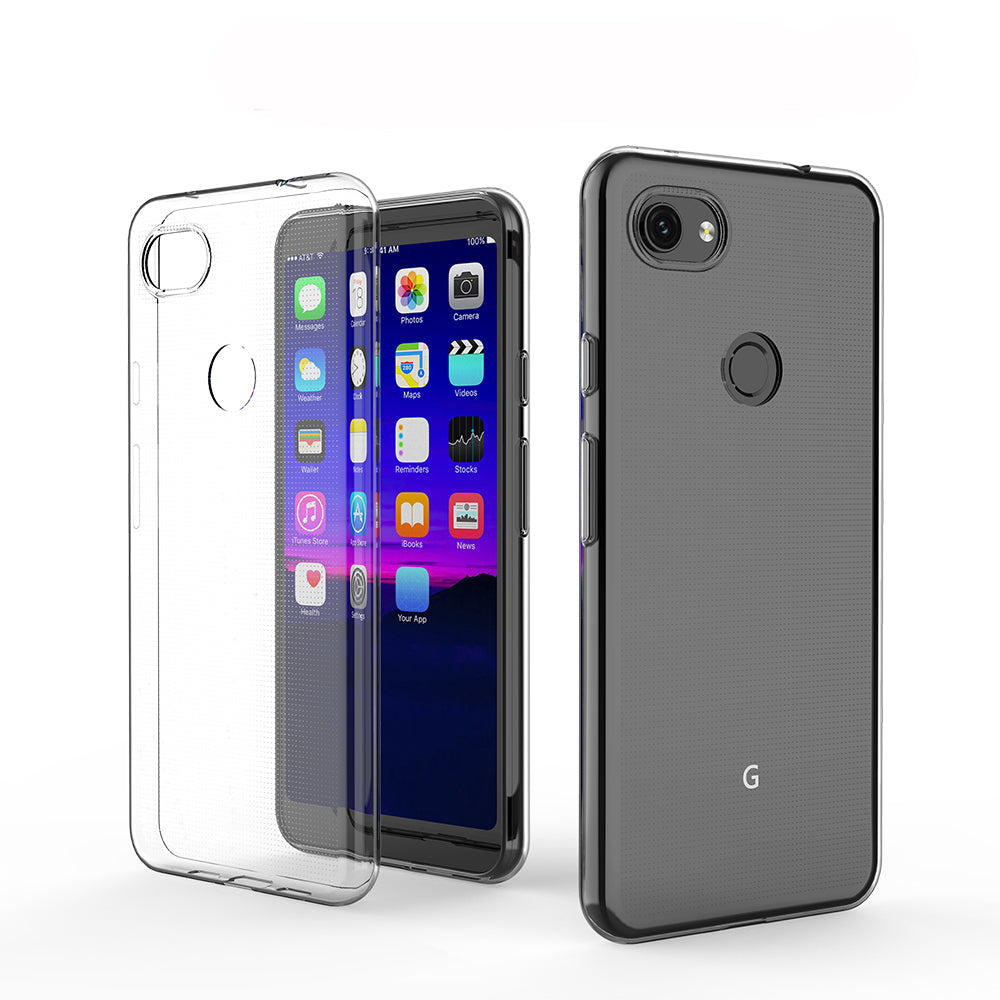 [2 Pack] Dot Clear Rubber Soft TPU Google Pixel 3XL Case Back Gel