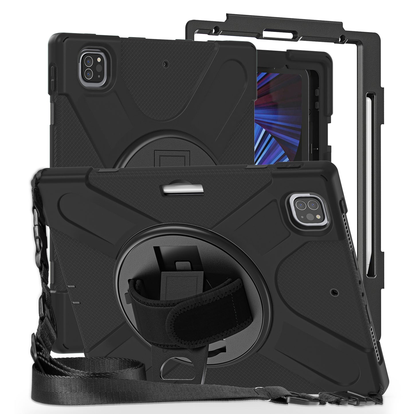 Pirate King iPad Pro 12.9 (2018) Case 360 Rotating Stand Hand Shoulder Strap