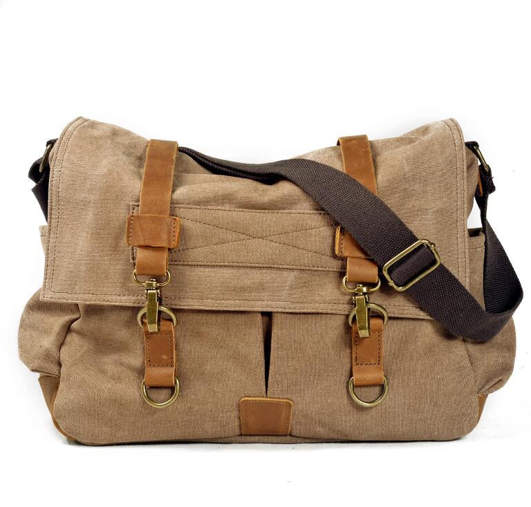 Men's Canvas Messenger Bag Tablet Casual Literary Retro Diagonal Span Simple