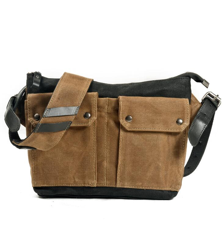 Men's Canvas Handbag Tablet Bag Retro Countercolor Mini Carry-on Daily Outdoor Riding