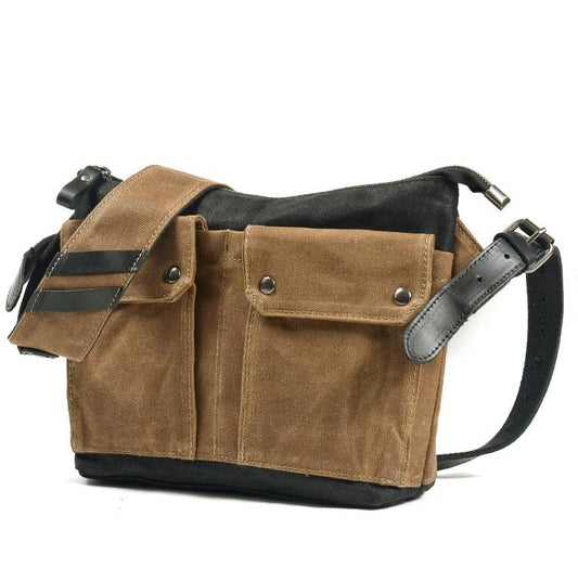 Men's Canvas Handbag Tablet Bag Retro Countercolor Mini Carry-on Daily Outdoor Riding