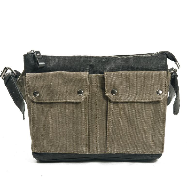 Men's Canvas Handbag Tablet Bag Retro Countercolor Mini Carry-on Daily Outdoor Riding