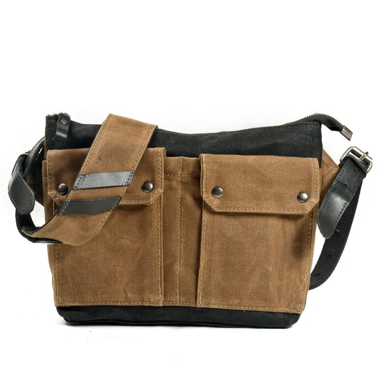 Men's Canvas Handbag Tablet Bag Retro Countercolor Mini Carry-on Daily Outdoor Riding