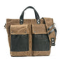 Men's Canvas Briefcase Laptop Bag Collision Stitching Horizontal Retro Folding