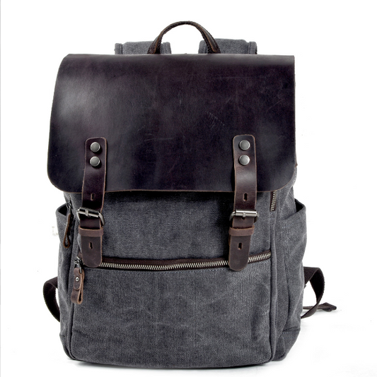 Men's Canvas Backpack Laptop Bag Retro Business Casual Short Trip Trend Large Capacity