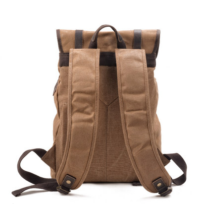 Men's Canvas Backpack Laptop Bag Large Capacity Travel Splicing Hiking Camping Outdoor