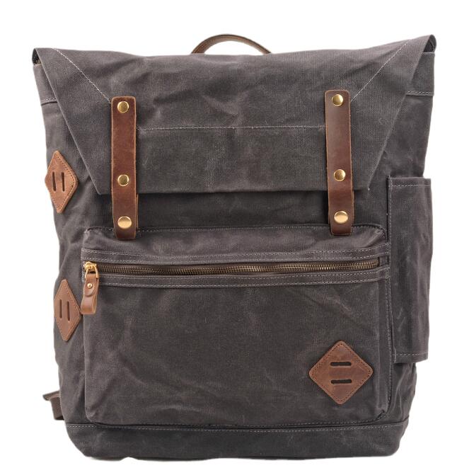 Men's Canvas Backpack Laptop Bag Outdoor Travel Camping Retro Equipment Large Capacity