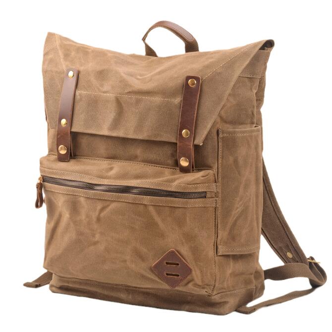 Men's Canvas Backpack Laptop Bag Outdoor Travel Camping Retro Equipment Large Capacity