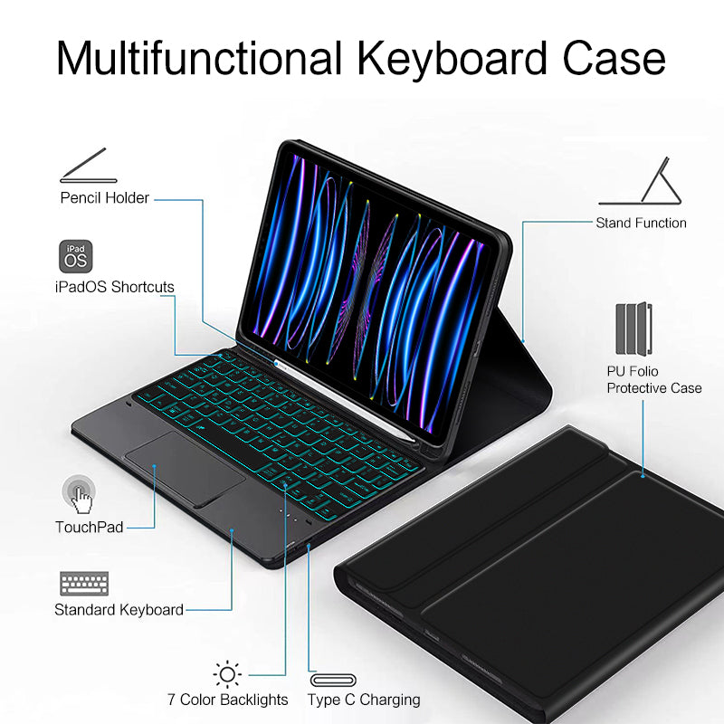 Voltage Slim Backlit Touchpad Keyboard iPad Pro 11 (2018) Case Magnetic