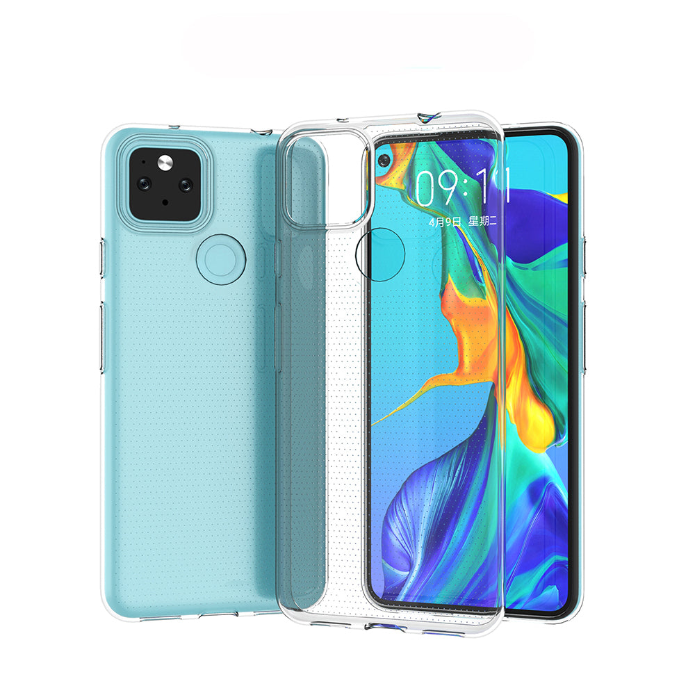 [2 Pack] Dot Clear Rubber Soft TPU Google Pixel 5A Case Back Gel