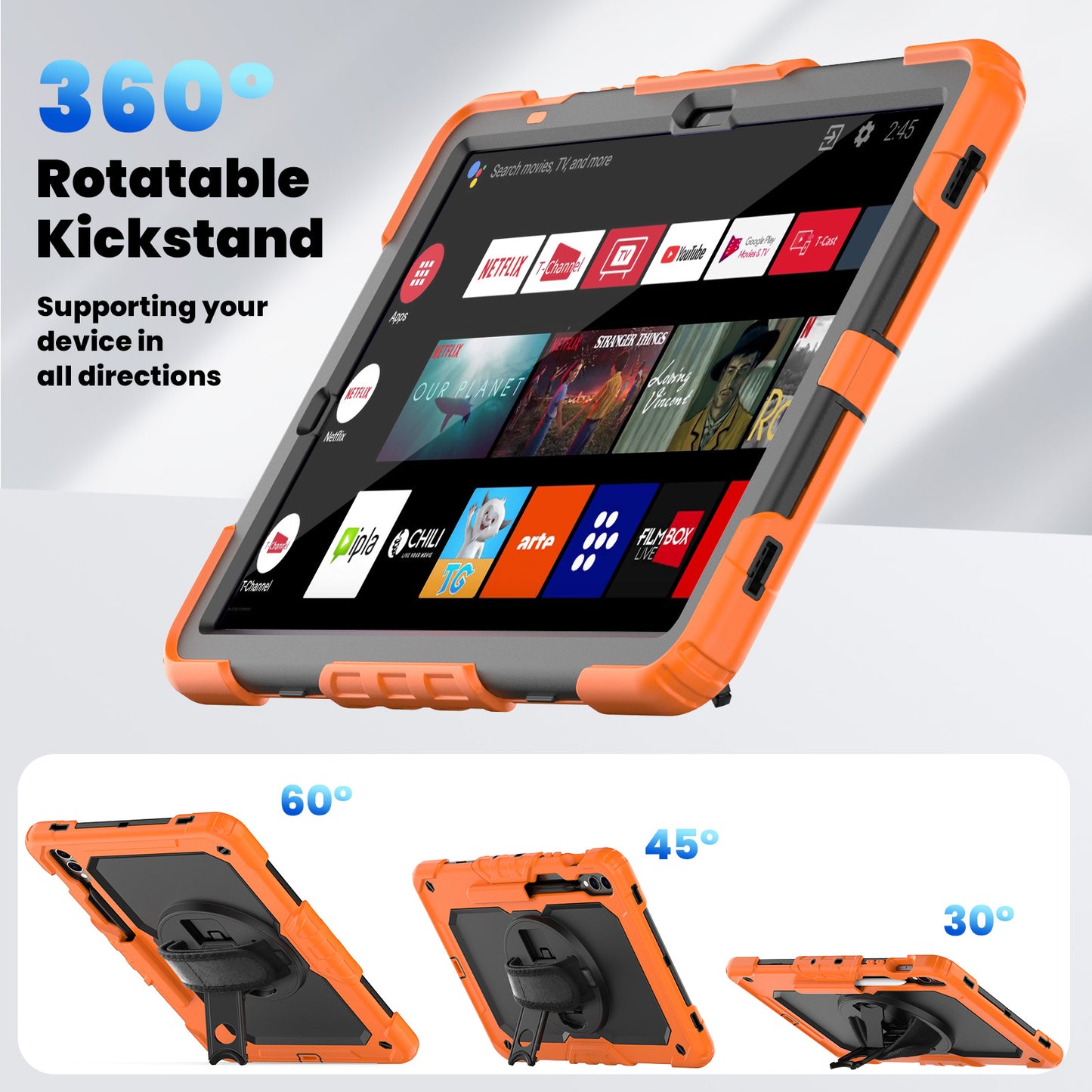 Tough Strap Built-in Screen Protector Galaxy Tab S9 FE Case Multi-functional