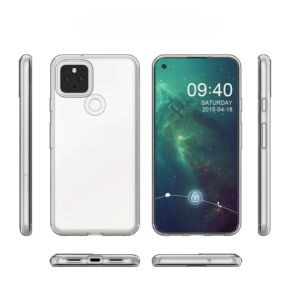 [2 Pack] Dot Clear Rubber Soft TPU Google Pixel 5 Case Back Gel