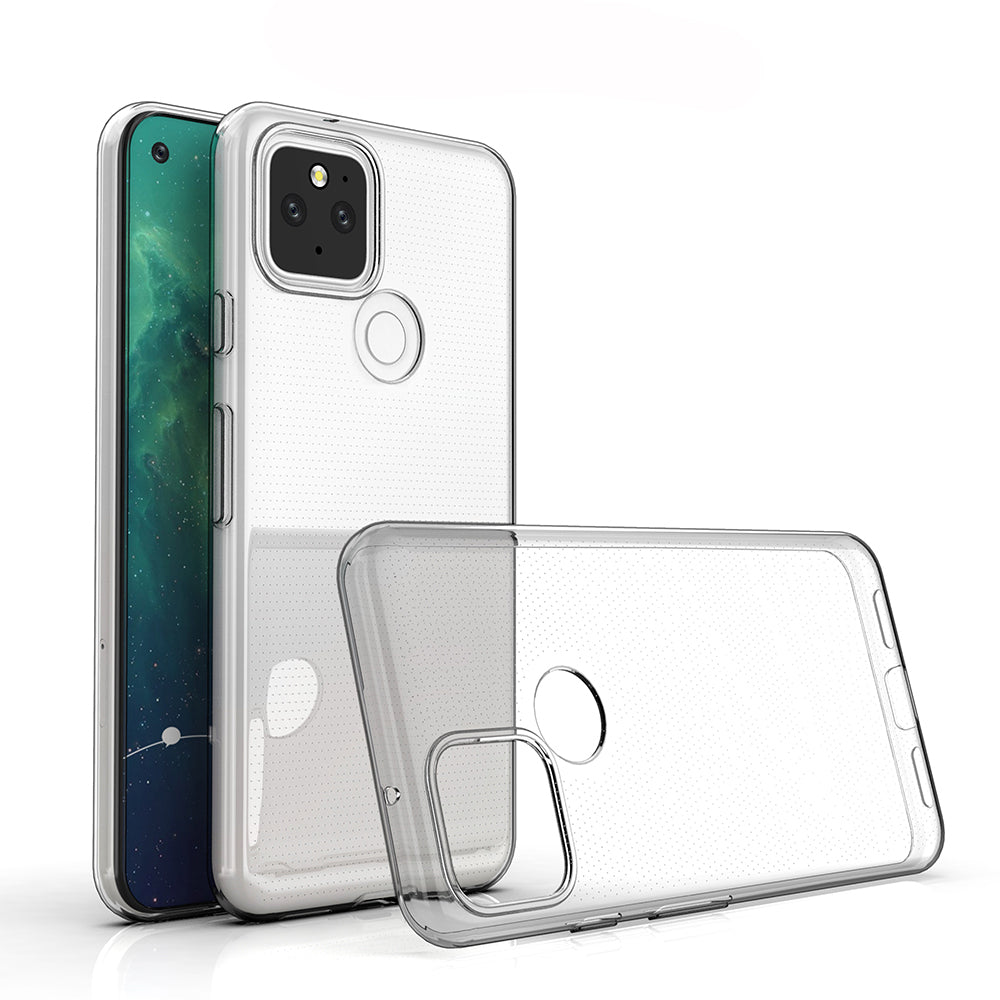 [2 Pack] Dot Clear Rubber Soft TPU Google Pixel 5 Case Back Gel