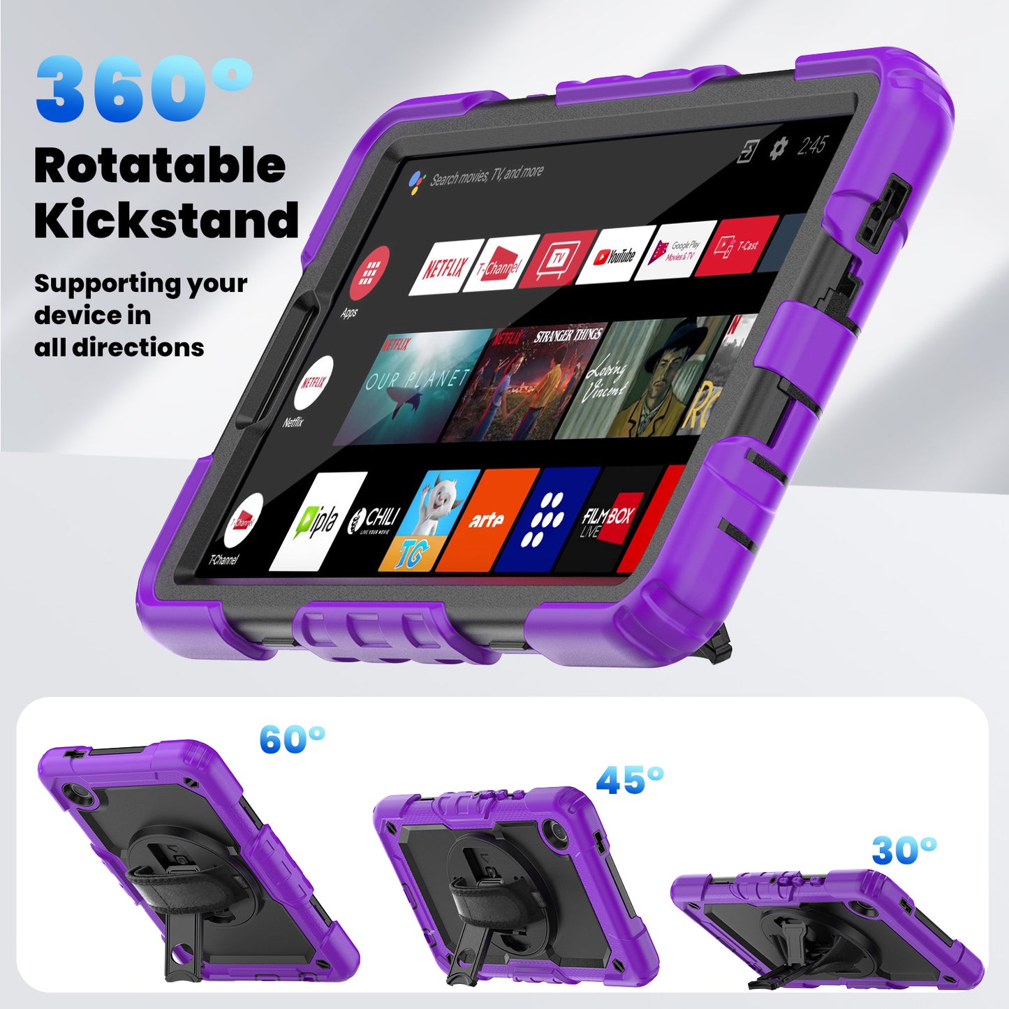 Tough Strap Built-in Screen Protector Galaxy Tab A9 Case Multi-functional