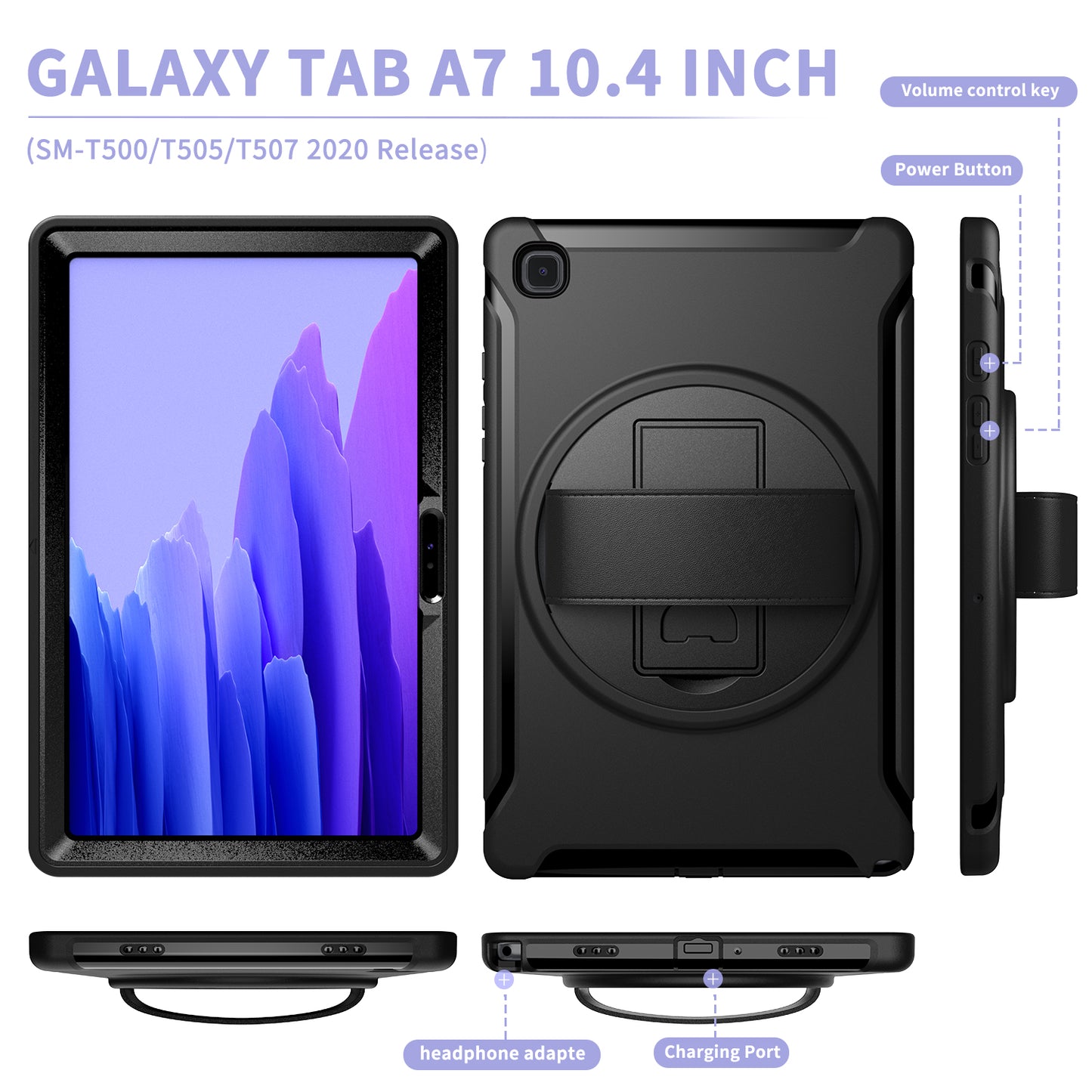 Spider Man Galaxy Tab A7 Case Genuine Leather Hand Strap