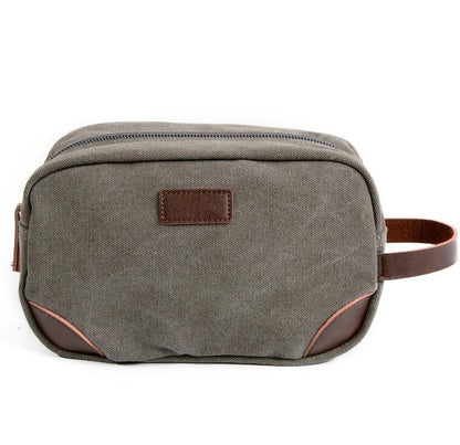 Men's Canvas Cosmetic Toiletry Bag Phone Leisure Business Solid Key Charger Cable Makeup